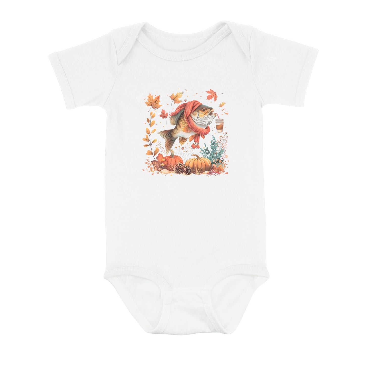 Cute Fish Enjoy The Autumn Fall Fishing Infant Fishing Shirts, Thanksgiving Baby Onesie IPHW7148