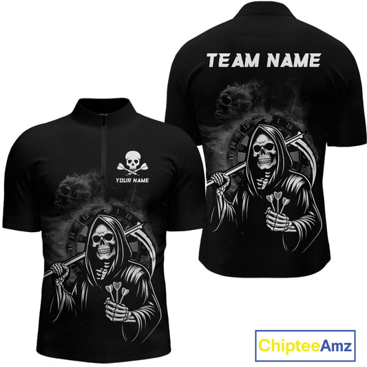 Personalized Grim Reaper Dart Shirt for Men Dart League Jersey Dartboard Shirt Polo & Quarter-Zip DHT1