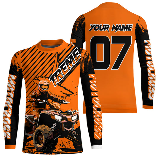Orange ATV Racing Jersey Upf30+ Custom Motocross Jersey Men Women Extreme Riding Shirt for Kids MHT200