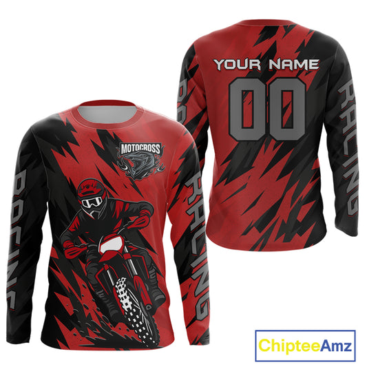Red Custom Motocross Jersey for Men Women Kid Dirt Bike Shirts Motorcycle Shirt XM456