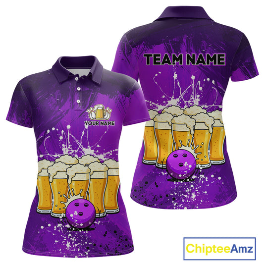 Beer Bowling Shirts Team Women Men Custom Purple Bowling Jersey Bowl League MBL249