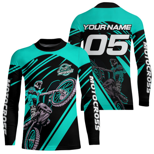 Turquoise Custom Motocross Jersey for Men Women Kid Dirt Bike Shirts Motorcycle Shirt XM456