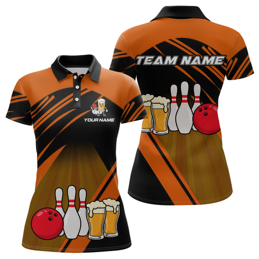 Funny Beer Bowling Shirts Orange Bowling Jersey for Team Women Men Bowl League MBL261