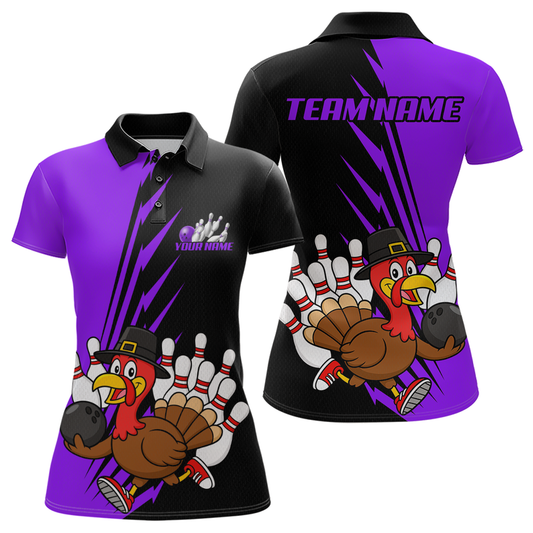 Purple Turkey Bowling Shirts for Women Men Team Custom Bowling Jerseys Thanksgiving MBL180