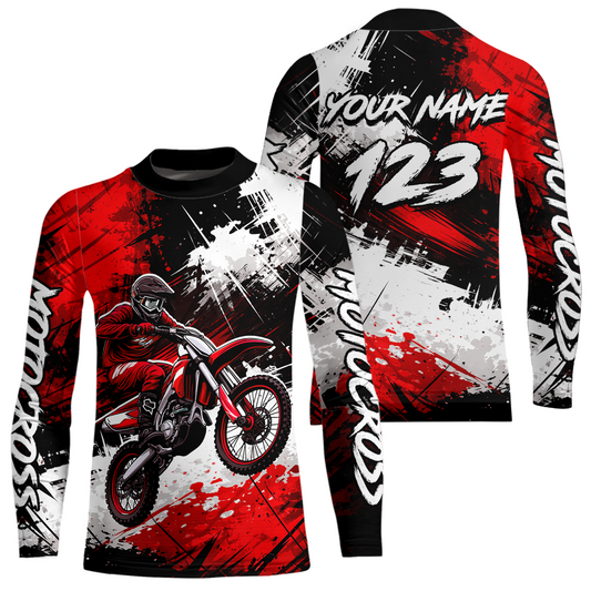 Custom Red Motocross Jersey for Kid Adult Dirt Bike Shirts Men Women Riding Shirt XM491