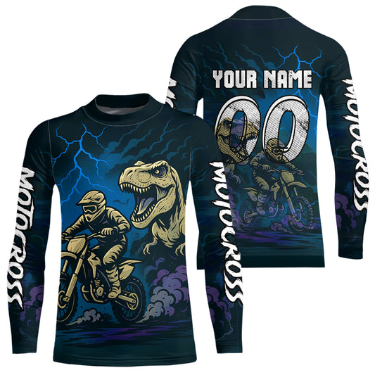 Blue Dinosaur Motocross Jersey Dirt Bike Shirts for Men Kid Women Racing Jersey XM414