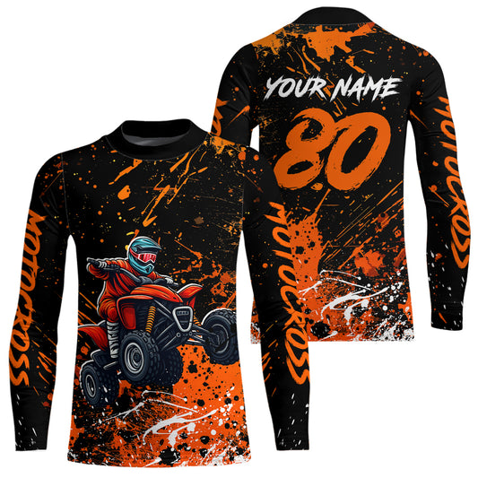 Orange Youth ATV Motocross Shirts Kid Men Women Custom Off-Road Quad Bike Shirt UPF30+ DNT77