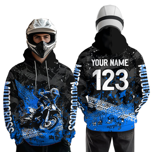 Custom Blue Motocross Jersey Hoodie Kid Men Women Youth Dirt Bike Motorcycle Hoodie HOT37