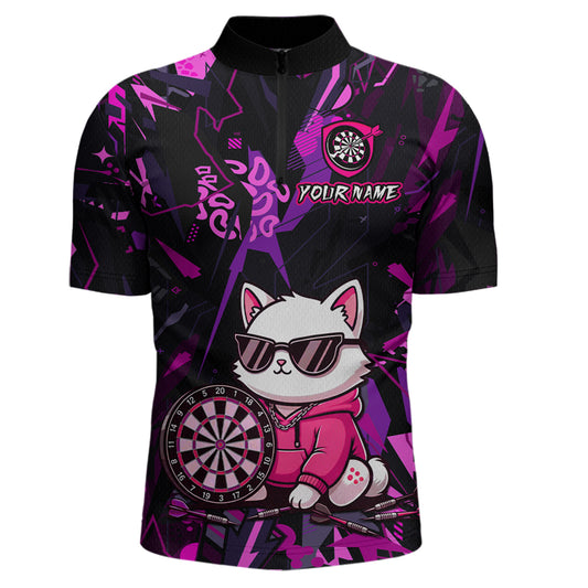 Custom Funny Cat Dart Shirts For Men Dart Board Gifts Darts Team Jerseys Dart League NNT153