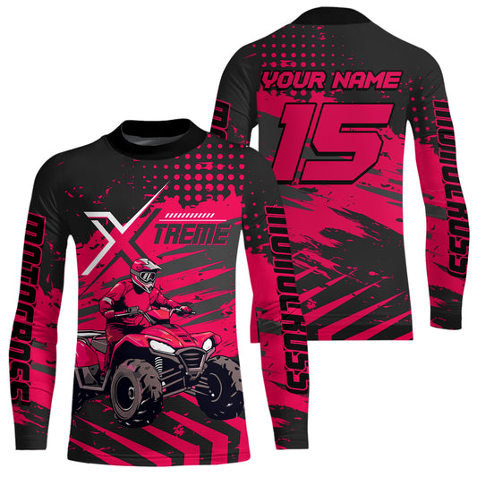 Custom Pink Off-Road Quad Bike Shirt Extreme ATV Motocross Shirts Kid Men Women UPF30+ DNT79
