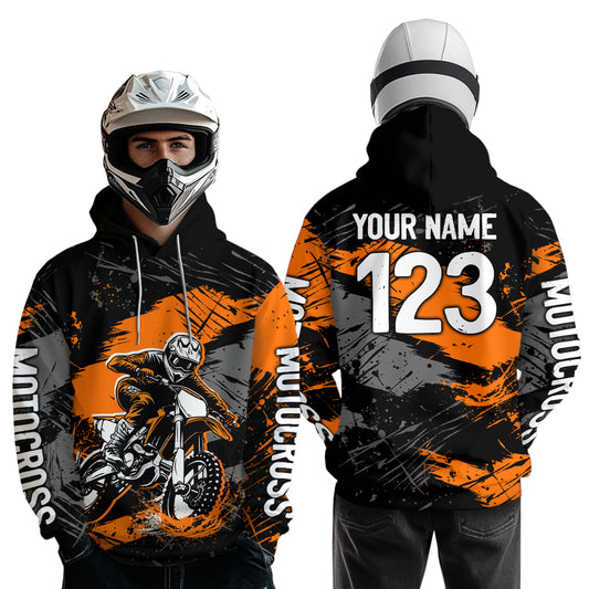 Custom Orange Dirt Bike Hoodie Motocross Sweatshirts for Kid Men Women Motorcycle Hoodie HOT39