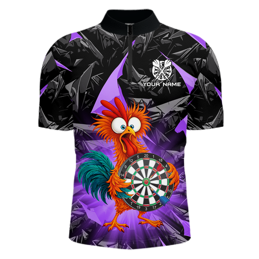 Custom Funny Purple Chicken Dart Shirts For Men Dart Board Gifts Darts Team Jerseys Dart League NNT152