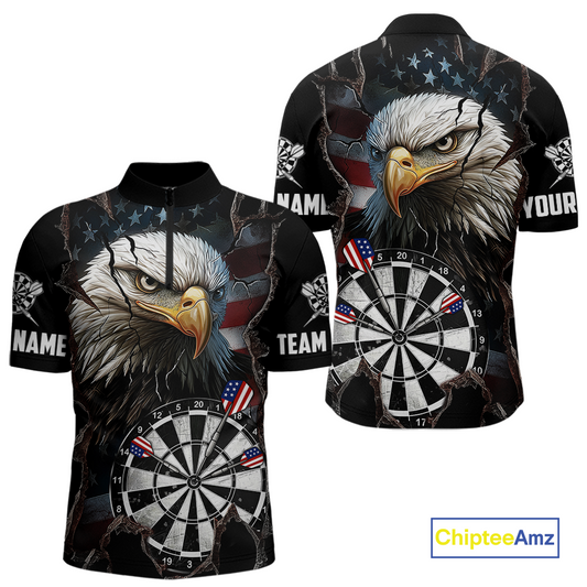 Custom US Flag Eagle Dart Shirts For Men Dart Board Gifts Darts Team Jerseys Dart League NNT154