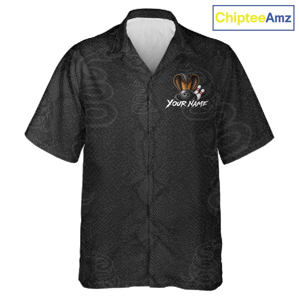 Custom Black Cobra Snake Hawaiian Bowling Jersey Bowling Team Shirts Bowling Uniform HNT309