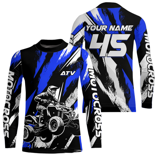 Blue ATV Motocross Shirts Kid Men Women Custom Quad Bike Off-Road Shirt UPF30+ DNT60