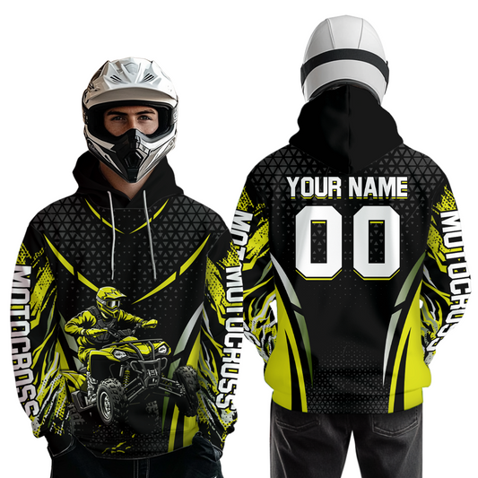 Personalized Yellow ATV Motocross Hoodie Jersey Off-Road Hoodie Shirt for Kid Men Women HOT41