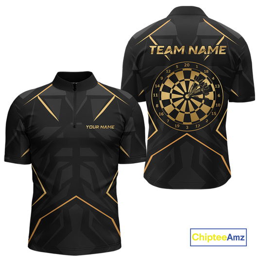 Custom Black Gold Dartboard Shirts Dart Shirt for Men Dart Team Jersey Dart League NNT178
