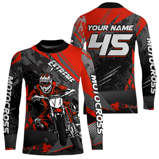 Red Youth Motocross Shirts Custom MX Racing Extreme Shirts Kid Men Women UPF30+ DNT34