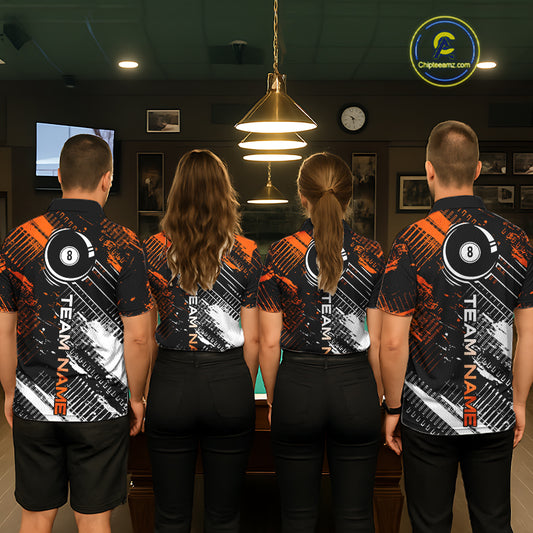 Personalized Name Billiard Skull Flame Polo Shirts For Men Custom Team Name Billiard Shirt Design YYD0015