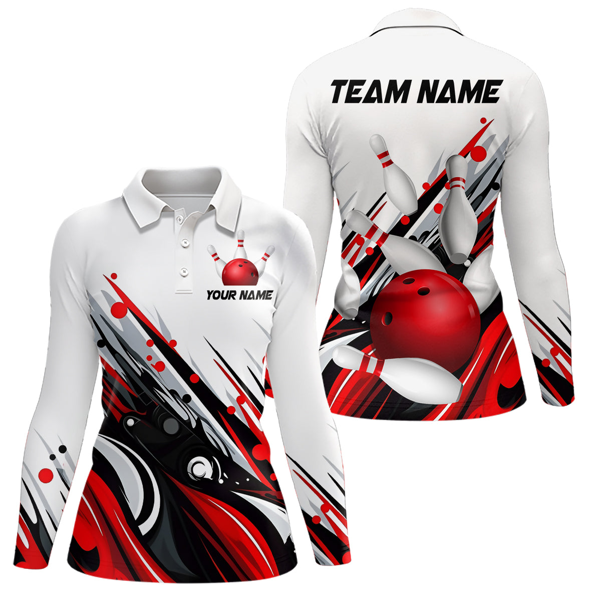 Bowling Shirt For Womens Custom Name Bowling Ball Energy Art Team Jersey Shirt YYD0066