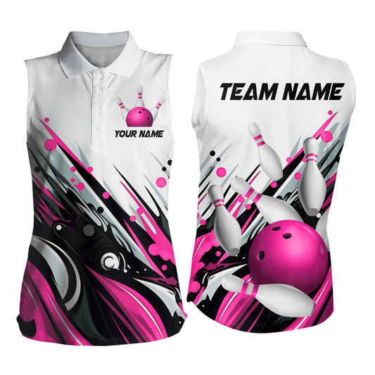 Bowling Sleeveless Shirt for Womens Custom Name Bowling Ball Energy Art Team Jersey Shirt YYD0066