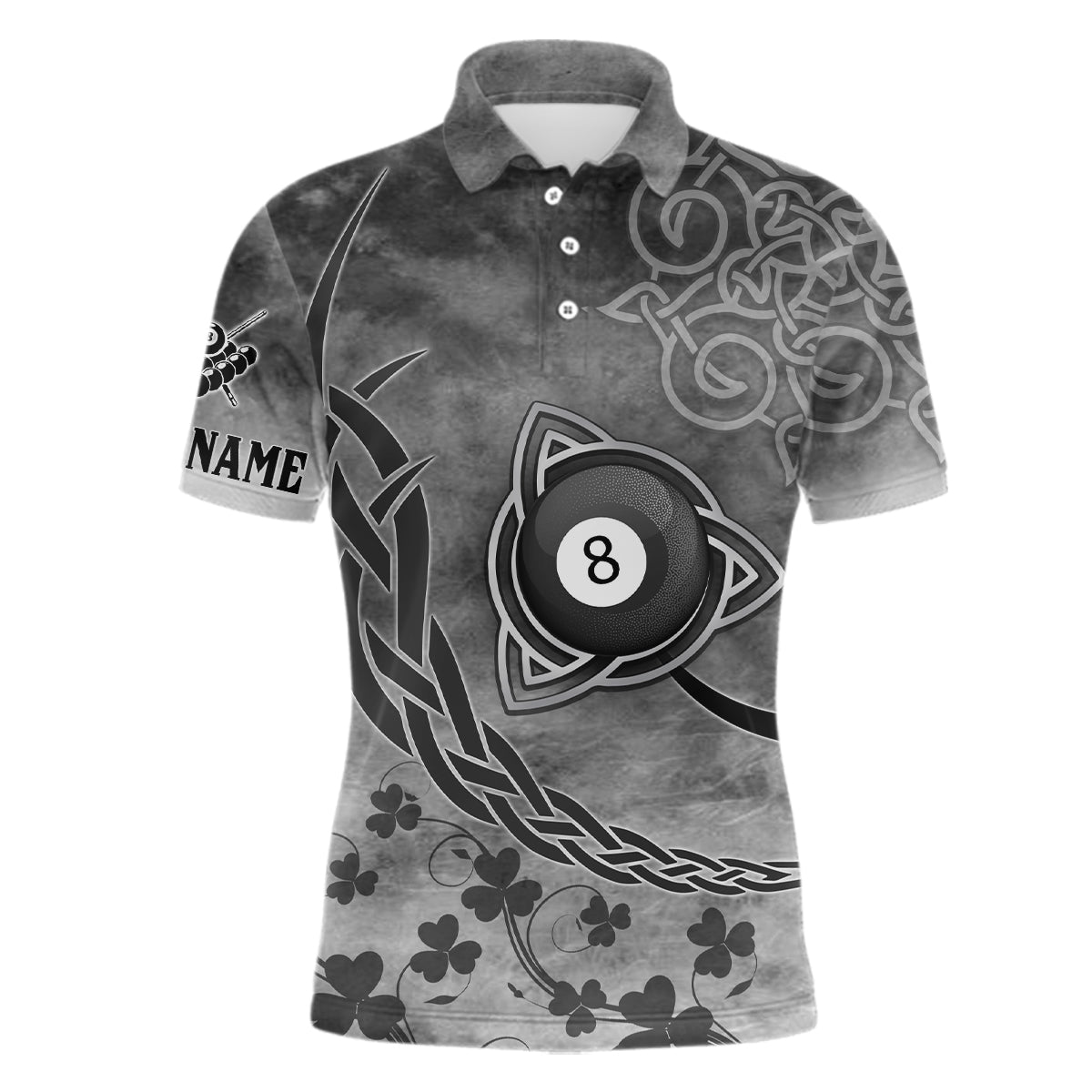 Billiard Celtic Irish Shamrock Polo Shirts For Men Custom Name Billiard Shirt Design YYD0027