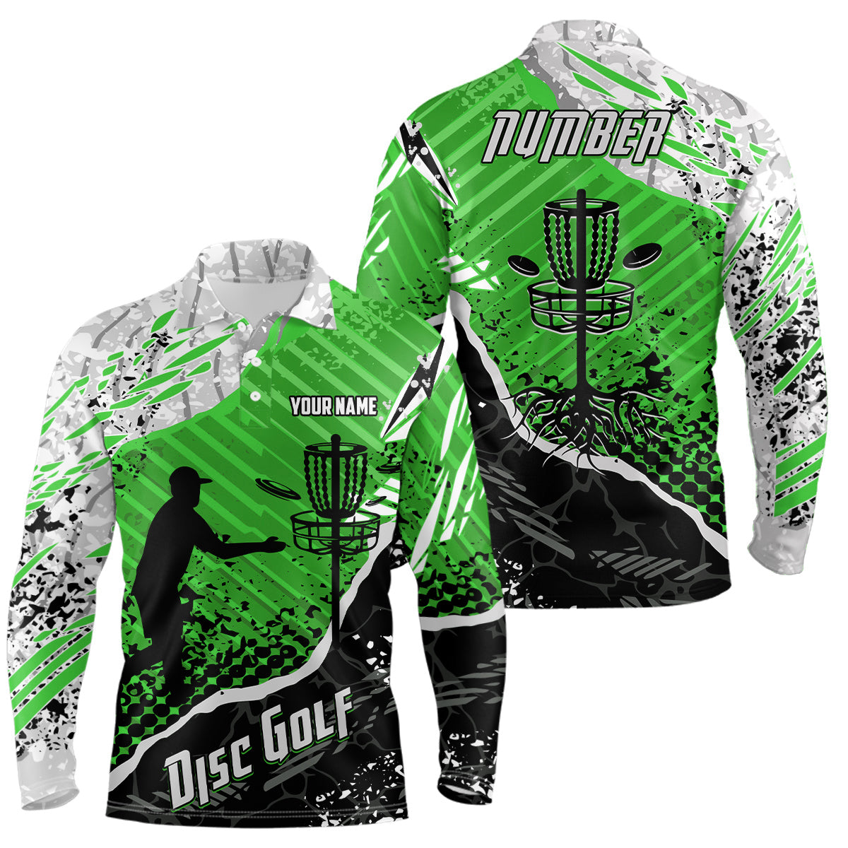 Disc Golf Abstract Grunge Mens Disc Golf Polo Shirt Custom Name And Number Disc Golf Gifts For Men YYD0036