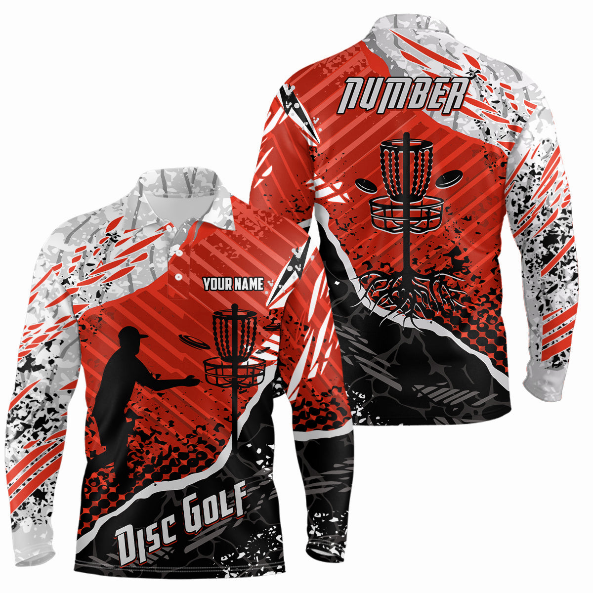 Disc Golf Abstract Grunge Mens Disc Golf Polo Shirt Custom Name And Number Disc Golf Gifts For Men YYD0037