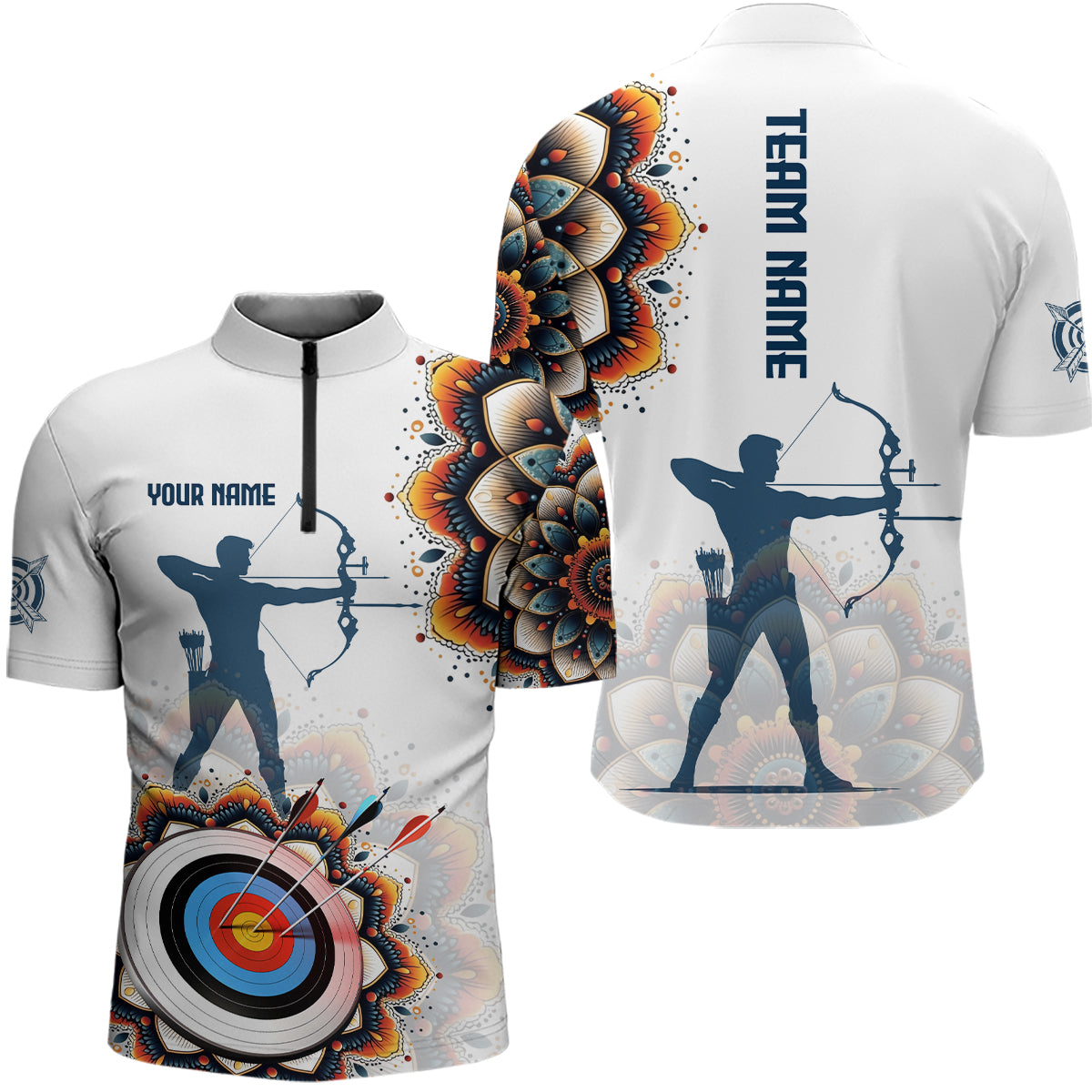 Personalized Mandala Flower Archery Target Custom Men Archery Polo Shirts, Archery Jerseys YYD0052