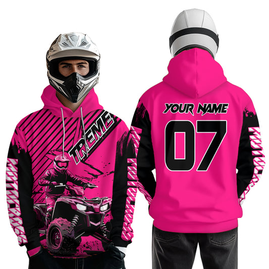 Custom Pink ATV Racing Hoodie UPF30+ Motocross Hoodie Men Women Extreme Riding Sweatshirt for Kids MHT200