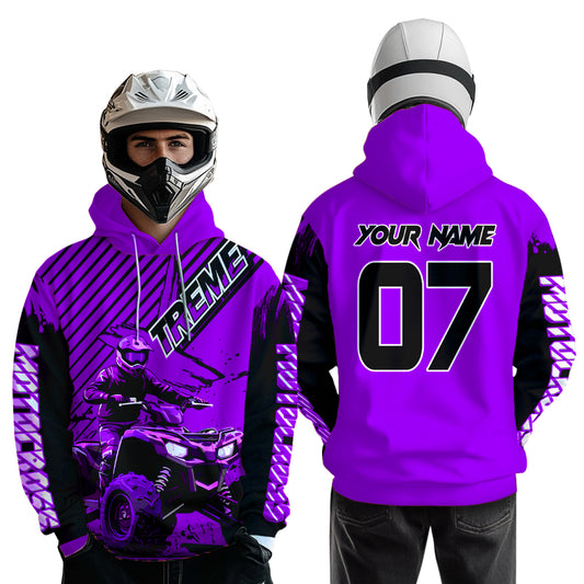 Custom Purple ATV Racing Hoodie UPF30+ Motocross Hoodie Men Women Extreme Riding Sweatshirt for Kids MHT200