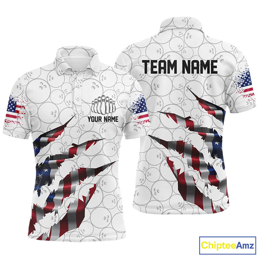 Custom Patriotic Bowling Shirts For Men, US Bowling Team Shirts American Flag Bowling IPHW7380