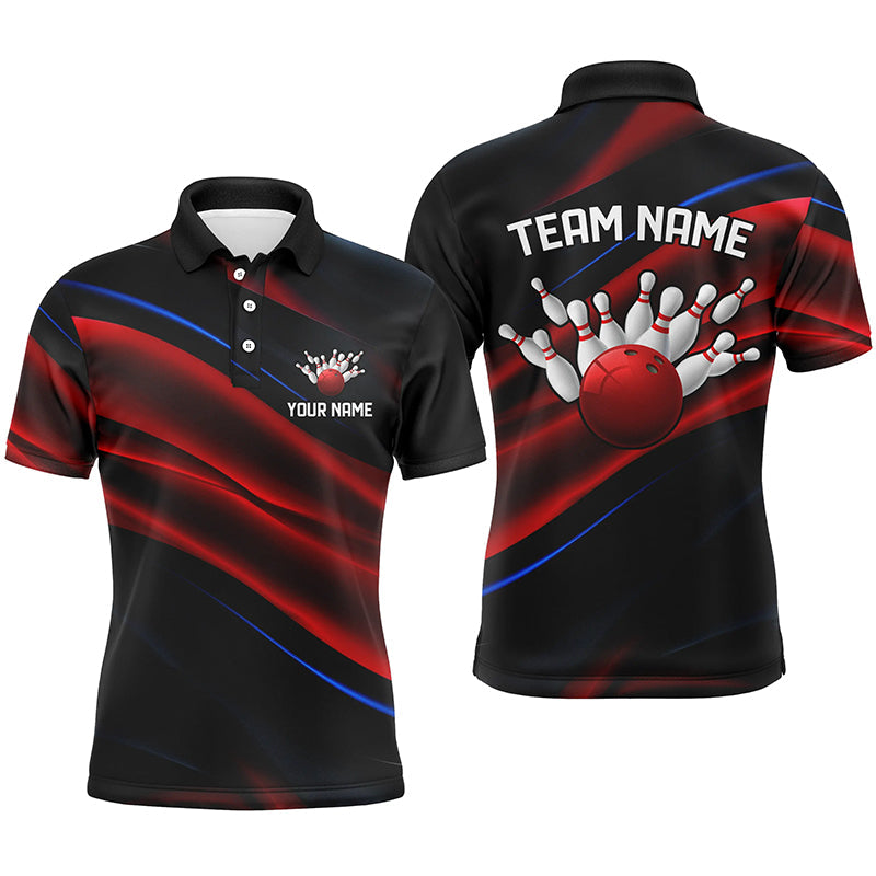 Black, Red And Blue Custom Patriotic Bowling Shirts For Men, Us Bowling Team Shirts IPHW7112