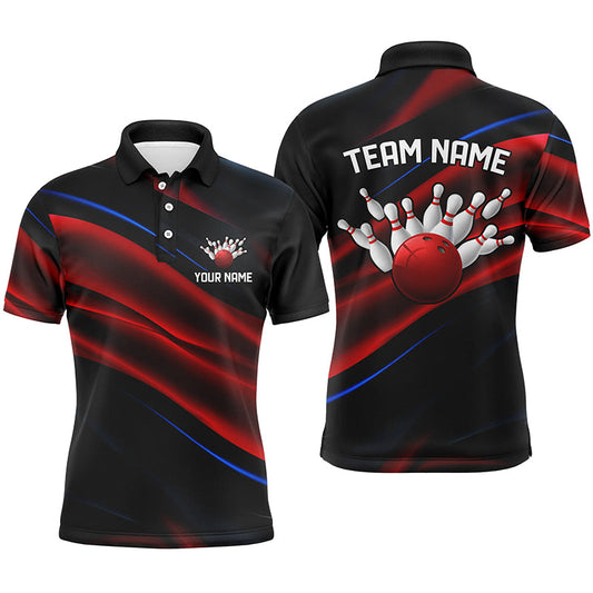 Black, Red And Blue Custom Patriotic Bowling Shirts For Men, Us Bowling Team Shirts IPHW7112