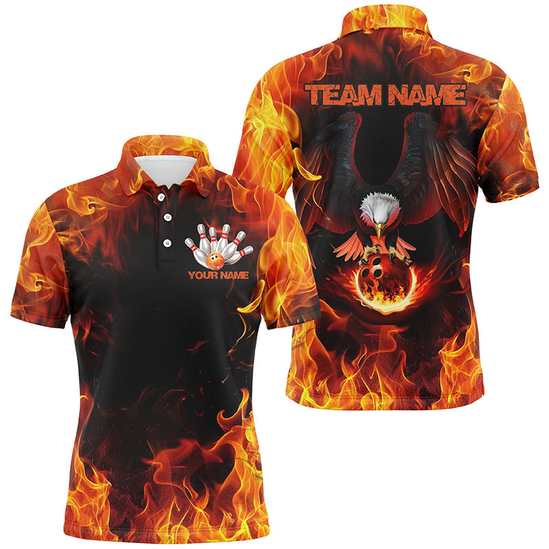Flame Eagle Bowling Team Shirts For Men, Fire Custom Bowling Uniforms Outfit Bowling IPHW7116