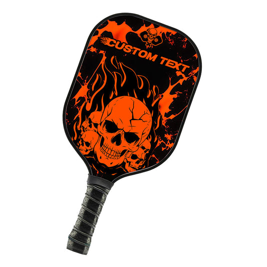 Black And Orange Flame Skull Custom Pickleball Paddle, Halloween Pickleball Paddles Gifts IPHW7463