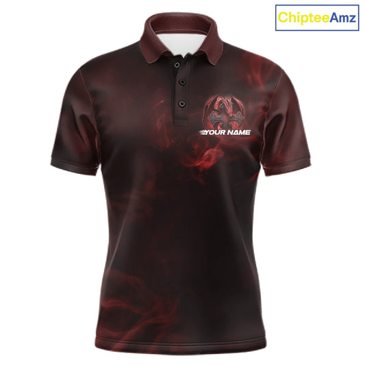 Custom Red Flame Celtic Cross Dragon Bowling Team Shirts, Faith Bowling Tournament Shirts IPHW10508
