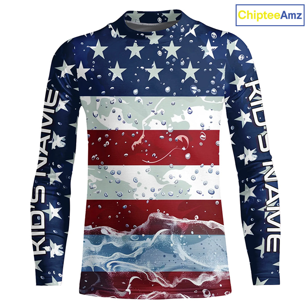 American Flag Custom Long Sleeve Uv Protection Fishing Shirts, Patriotic Fishing Jersey IPHW6850