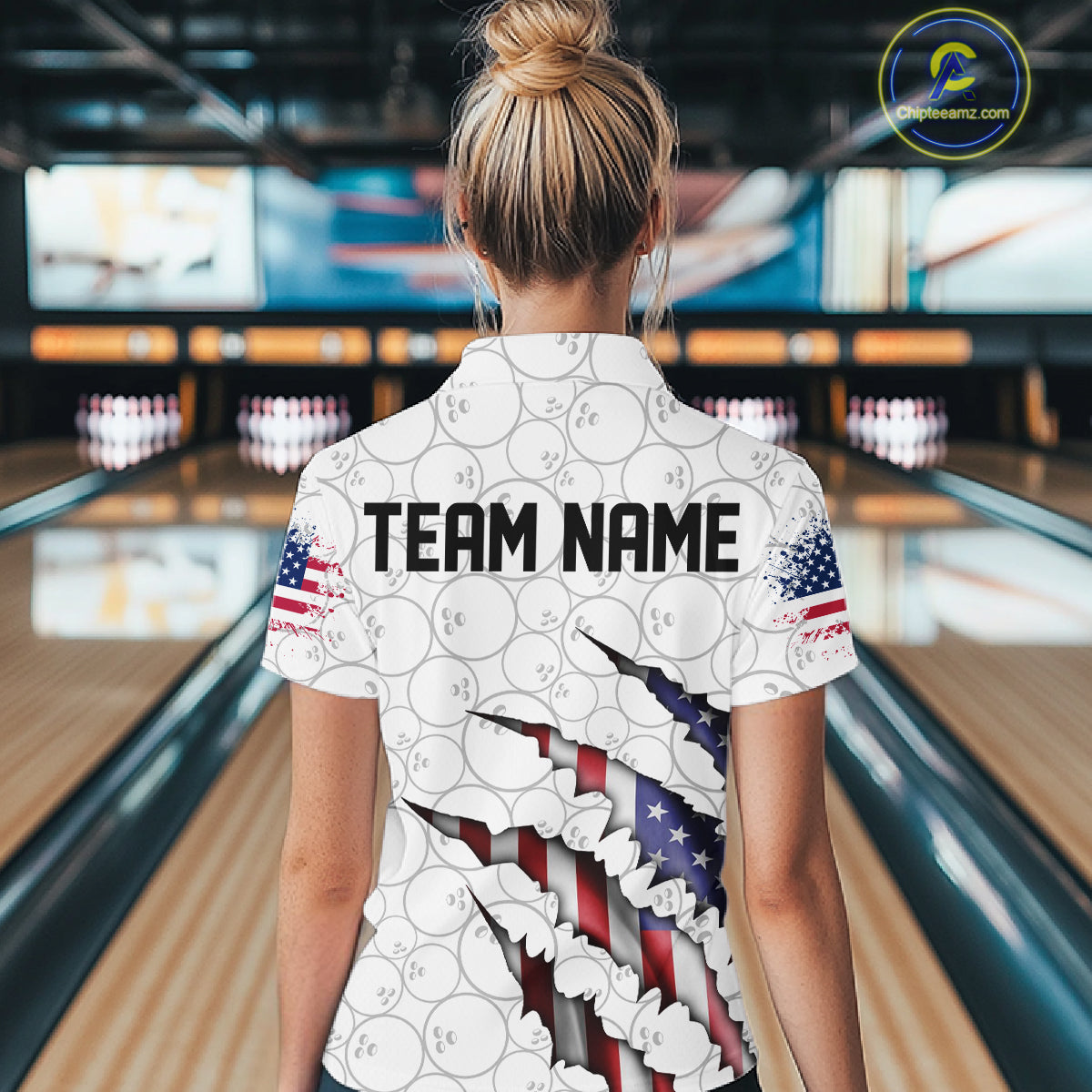 Personalized American Flag Bowling Team Shirts For Women Patriotic Bowling Gifts IPHW5523