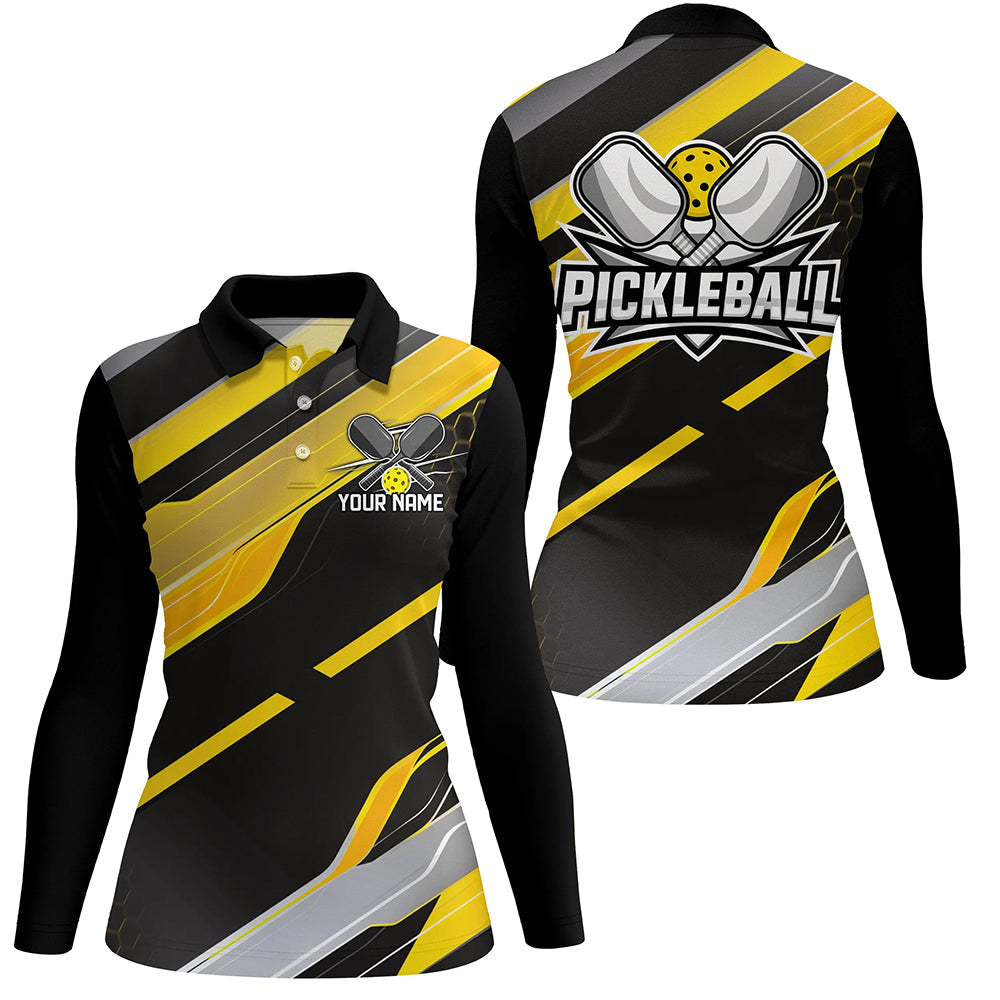 Custom Ladies Pickleball Polo Shirts, Outdoor Pickleball Outfits For Players | Yellow IPHW6929