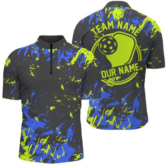 Blue And Green Custom Pickleball Team Shirts For Men, Pickleball Polo Shirts Team Uniform IPHW7444