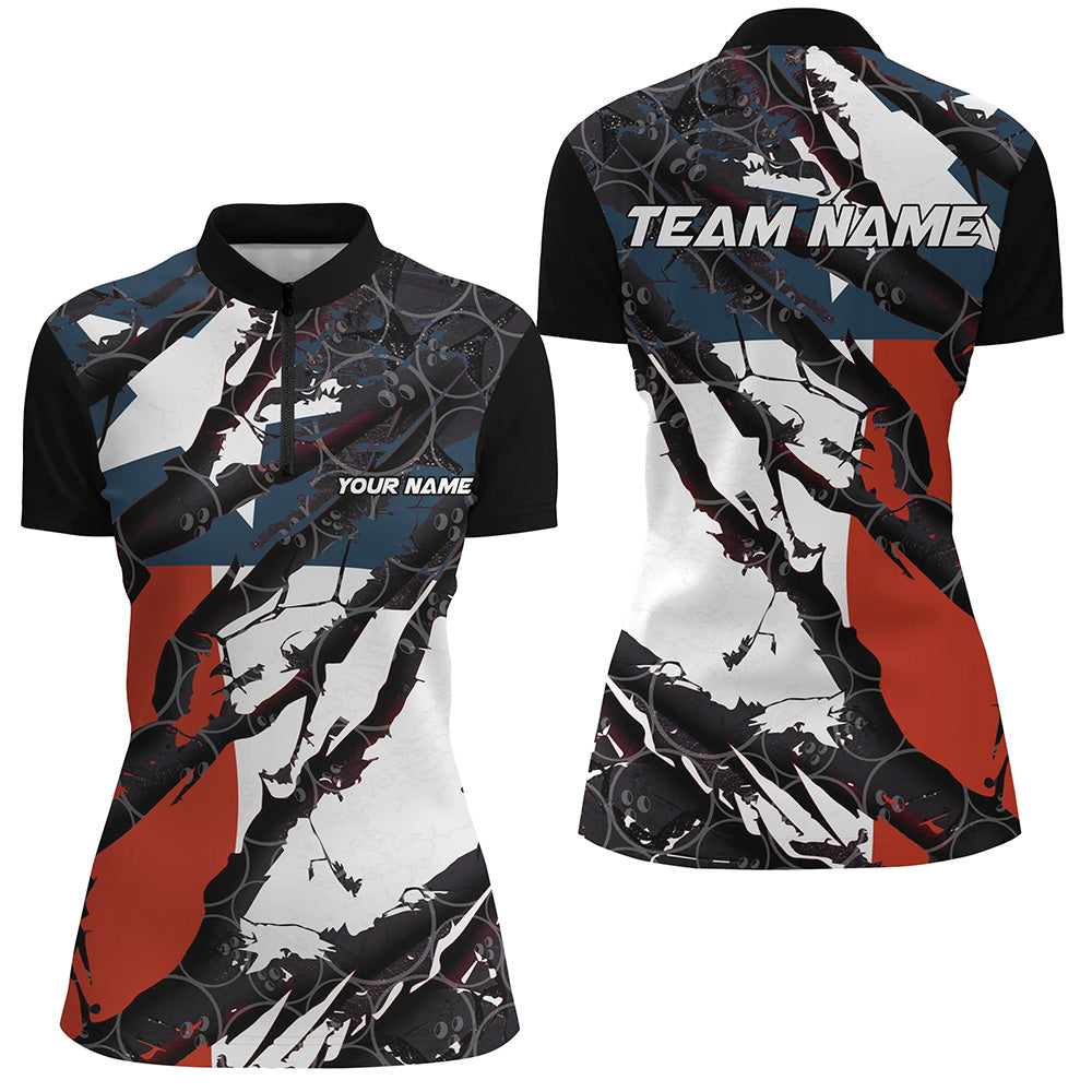 Texas Flag Custom Bowling Team Shirts For Women, Patriotic Bowling Team Jerseys IPHW6486