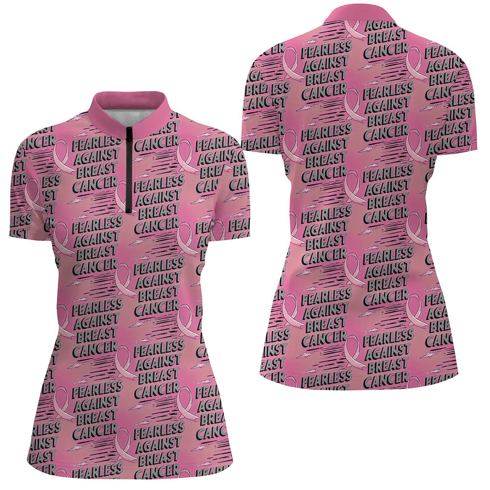 Fearless Against Breast Cancer Custom Polo Shirts, Breast Cancer Awareness Jerseys For Team IPHW7009