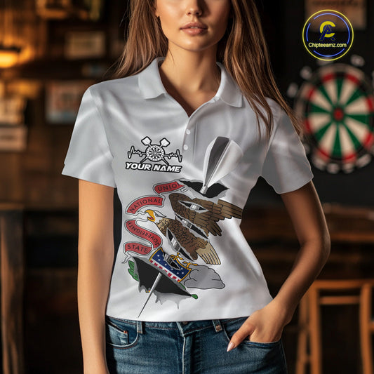 Custom Illinois State Flag Silver Dart Steel Tip Dart Women Polo Shirt, Dart Team Jerseys IPHW10565