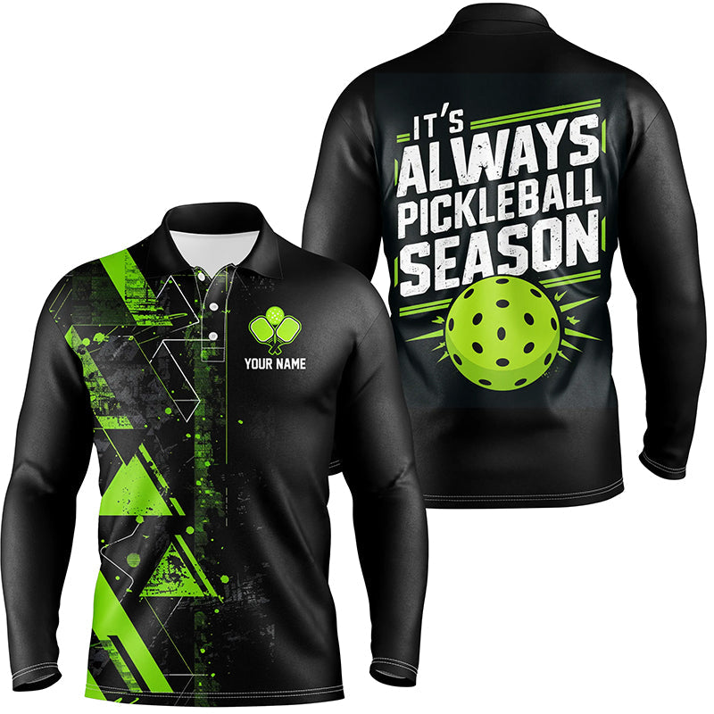 It'S Always Pickleball Season Custom Mens Pickleball Polo Shirts, Pickleball Team Uniforms | Green IPHW6911