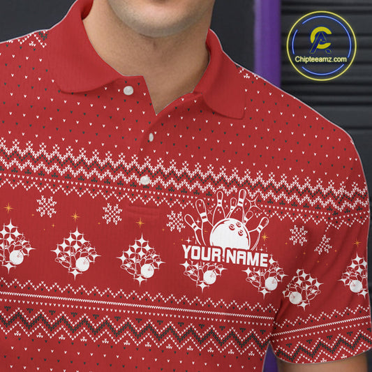 Custom Funny Christmas Men Bowling Shirts, Santa Claus And Reindeer Xmas Bowling Shirt IPHW10203