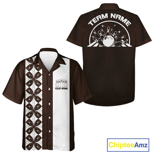 Custom Retro Style Bowling Button Up Shirt, Vintage Bowling Hawaiian Team Shirt IPHW10079