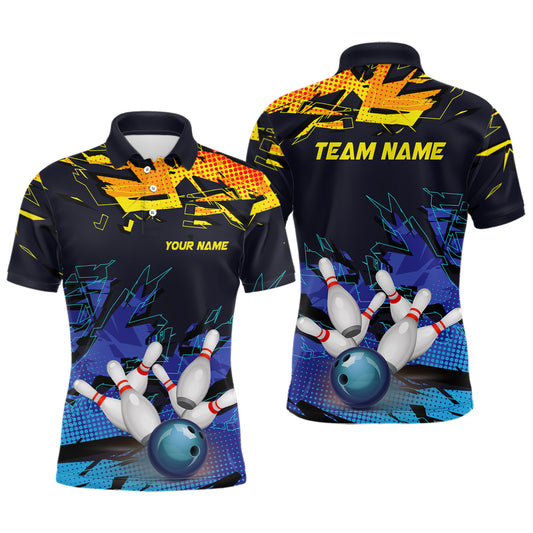 Custom Bowling Shirts For Men, Bowling Ball And Pins Team Bowling League Shirts IPHW5166
