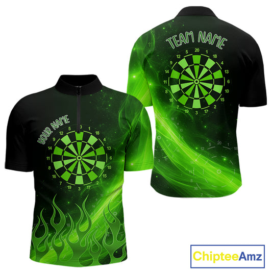Dartboard 3D Lightning Darts Shirt For Men Custom Name & Team Jersey | Opt2 - Green NYN0646