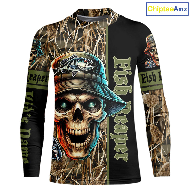 Fish Reaper Camo Customize Name 3D All Over Printed Fishing Shirts, Personalized Gifts NQS212